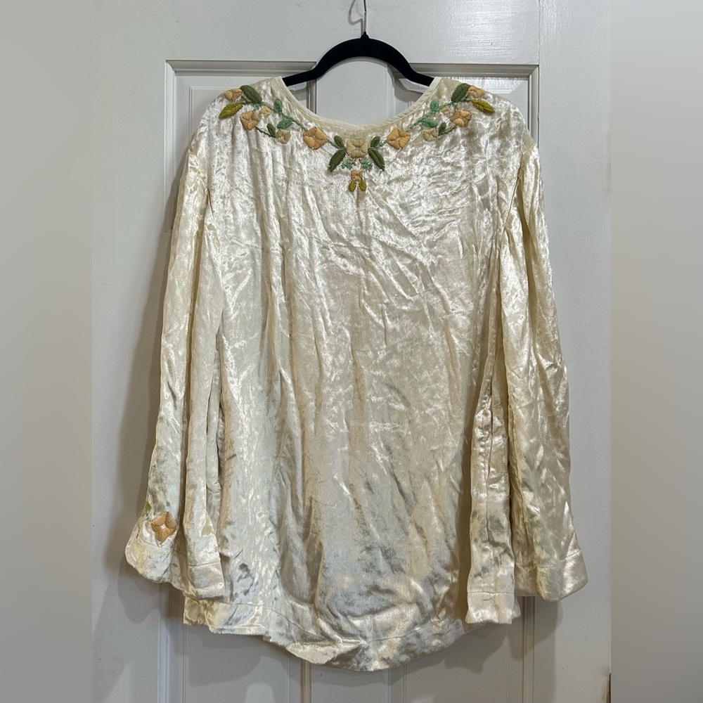 Free People Ember Embroidered Floral Tunic Mini Dress Top Size XS Flare sleeve - Picture 8 of 9